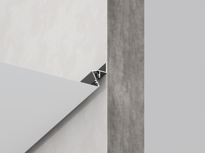 SofiMarsel 01-14 profile installed between a wall and stretch ceiling membrane