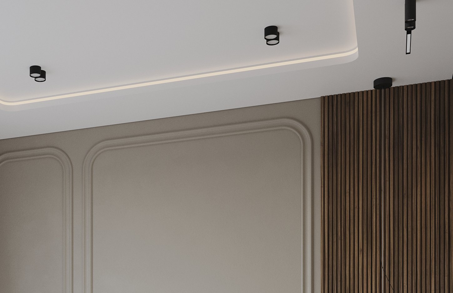 Two-level stretch ceiling with perimeter lighting using the 05-6 PRO system