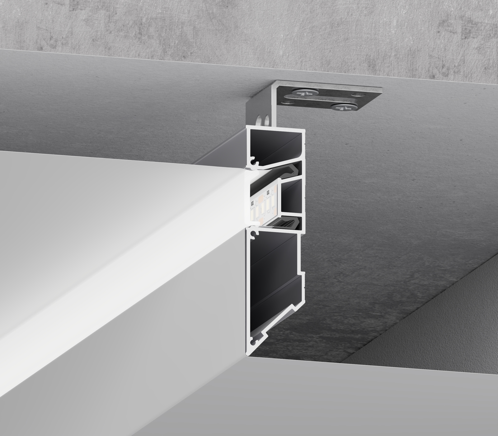 05-6 PRO assembly with ceiling bracket, two membrane levels and LED lighting