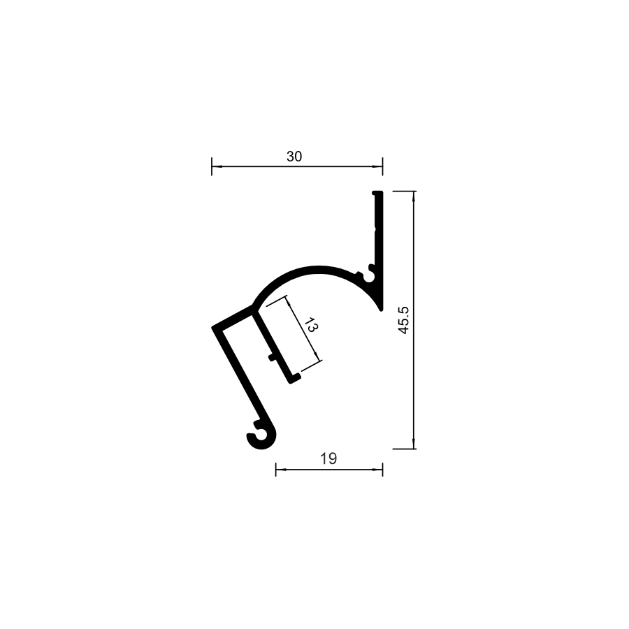 Official dimension drawing of SofiMarsel 06-11 PRO: 30 mm wide and 45.5 mm high