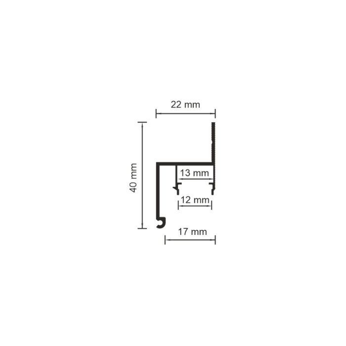 Official dimension drawing of SofiMarsel 06-18 PRO: 22 mm wide and 40 mm high