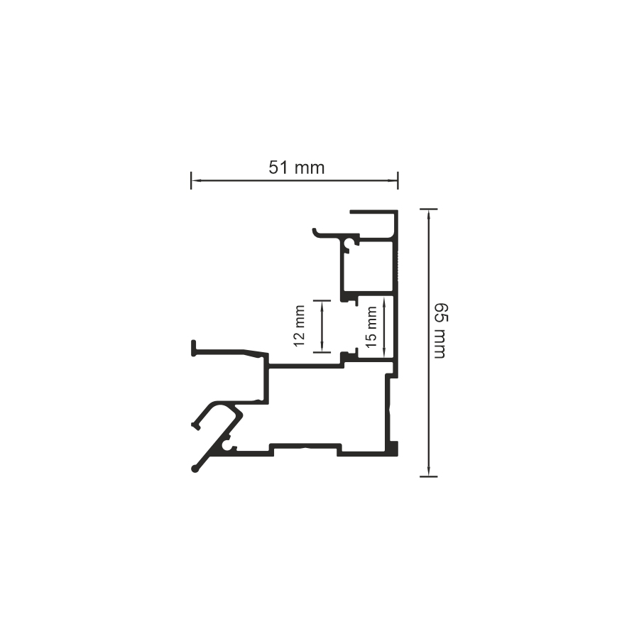 Cross-section drawing of the 07-4 PRO profile